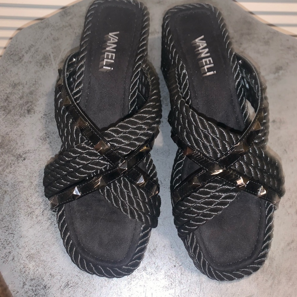 Vaneli Black Woven Women's Platform Sandals Women’s 7.5 - Picture 8 of 8